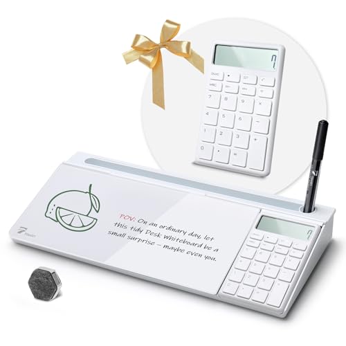 TOWON Tableau blanc de bureau en verre avec calculatrice de base, écran LCD à 12 chiffres,...