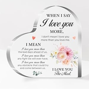Couples Gifts,Wedding Gifts,Gifts For Him Anniversary,Gifts For Couples,Gift For Couple,Anniversary,Couple Gifts,When I Say I Love You More Acrylic Heart Sign Plaque Gift for Newlyweds A621