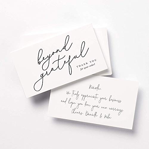 Bliss Collections Thank You Cards For Small Businesses, Modern Calligraphy, Express Your Appreciation For Clients And Customers Support Through Easy To Write On Thank You Cards, 2"X3.5" (50 Cards) #TOP5