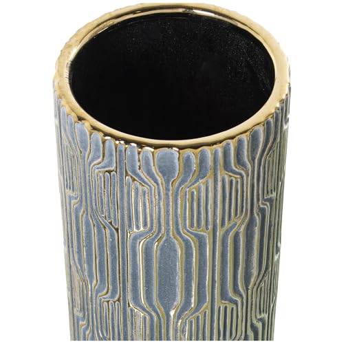 JARRÓN CERÁMICA GRIS/ORO °12X26CM