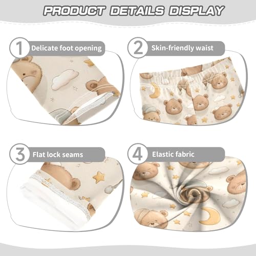 senya Girls Printed Leggings Yoga Pants Cartoon Bear Head Pattern for Kids in 4t to 10 Years, 4T3