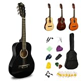 BESYOU 30" Black Beginner Acoustic Guitar Starter Package Student/Kids Guitar with Gig Bag,Strap,2 P