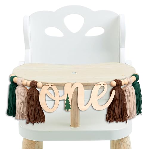 One Happy Camper High Chair Banner - Adventure Camping Theme Wood...
