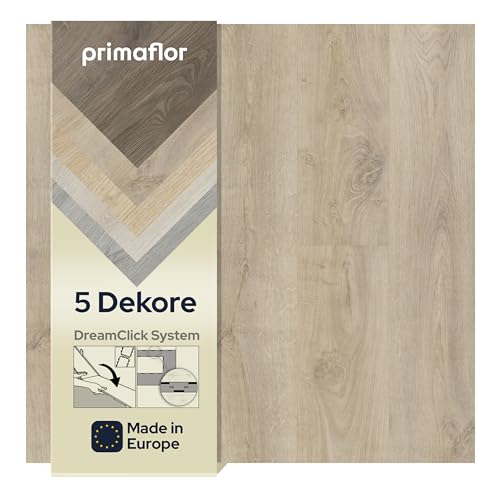 Primaflor Klick-Vinylboden - LIVE, Eiche blond, 10 x Hochwertige Vinyldielen mit Holzstruktur, Wasserbeständiger Bodenbelag, Schnelle und Einfache Verlegung