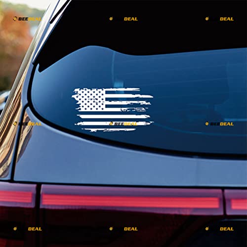 USA American Flag Decal Sticker Vinyl Distressed Tattered - White 6 Inches - No Background Die Cut for Car Boat Laptop - Thumbnail 2