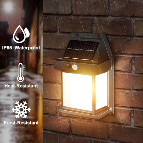 Image of Solar Wall Lights Outdoor | Motion Sensor Waterproof LED 3 Modes Sconce Solar Lamp | Auto-Charging Exterior Security Light for Porch, Patio, Garden, Balcony & Pathway (1)