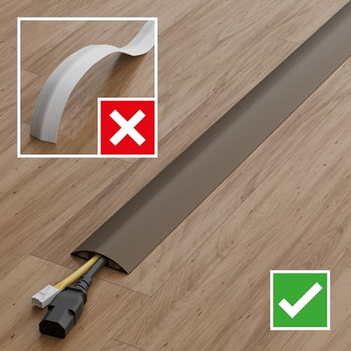 D-Line Fussboden Kabelkanal Stolperschutz CC-3, Light Duty Boden Kabelschutz 60mm breit x 1,8m Länge – Braun