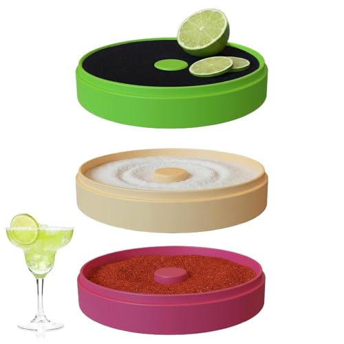 Zestivra Set Escarchador De Margarita Con Sal - con Esponja, Accesorios para Bar Reutilizables 3 Niveles - Rimador de Vasos para Margarita - Para, Barbacoa, De Lima Y Azúcar, Bloody Mary, Gimlets