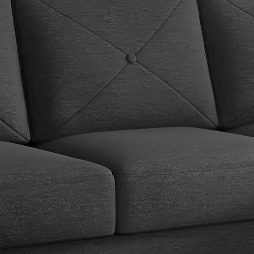 Image of Baloney RHS 4 Seater L Shape Sofa Set for Living Room (Black Fabric) Premium Fabric Sofa