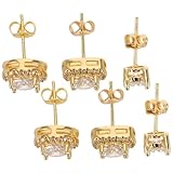 ifundom Juego de Pendientes Geométricos Dorados para Mujer, 3 Pares Pequeños de Pernos Cuadrados y Redondos Circonita Cúbica, Hipoalergénicos y Ligeros para Perforación de Oreja, Joyería