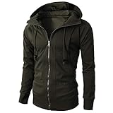 Collar:Stand New Men Autumn Jacket Winter Long Sleeve Sport Hoodie Pullover Casual Male Blouse Tops Solid Zipper Hooded Jacket Sweatshirt Army Green M