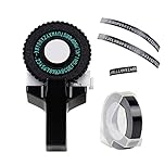 Embossing Label Maker, Portable 3D Mini Label Maker Machine, Vintage Embossed Label Maker Handheld DIY Lettering Label Printer Machine with Tape for DYMO Printer Cutting Black Tape for Home Office