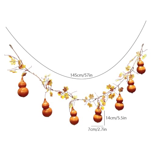 Harvest Fall Garland With 7 Cute Gourds, Thanksgiving Fake Vines With Gourd | Maple Leaves Hanging Thanksgiving Decorations Fall Decor Autumn Garland For Mantel Staircase Front Door, Farmhouse Home Decor - image 2