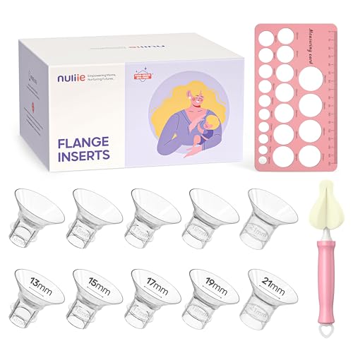 Image of Nuliie 10PCS Flange Sizing Kit 13/15/17/19/21mm for 24mm Flange/Shield of Most Pumps, Silicone Flange Insert for Momcozy/Spectra/Bellababy Breast Pump, Breastfeeding Essential Pumping Kit for Moms
