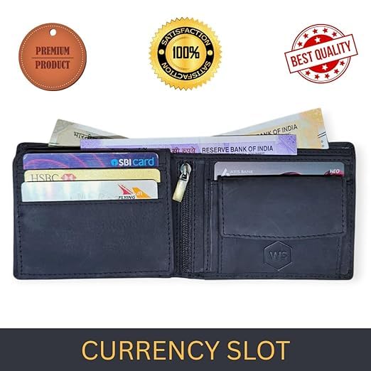 Image of Men's Genuine Leather Bifold Wallet with RFID Blocking | Slim Stylish Wallet for Men with Multiple Card Slots (Bl-Mirror)