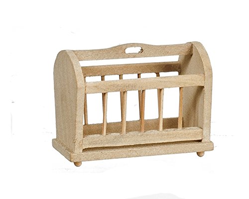 Melody Jane casa de bonecas revistas anaquel papel inacabado madeira em bruto móveis miniatura