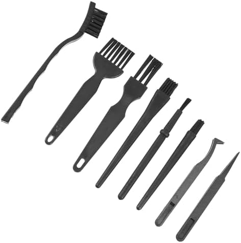 8pcs Computer Cleaning Brush Kit, Anti Static Dust Removal Xmas | PVC Nylon Set for Electronic Cleaning, Lightweight Black Tools for Motherboards and Razors image 3