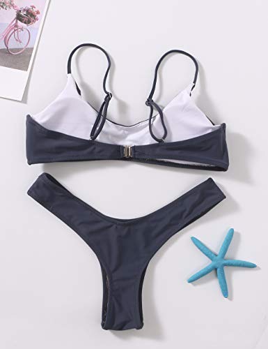 Womens Swimsuits 2 Pcs Brazilian Top Thong Bikini Set High Waisted Bathing Suits for Women