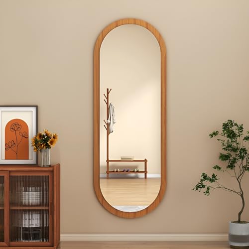 Genérico 120x40cm Espejo De Pared De Cuerpo Entero, Gran Espejo Ovalado De Madera para Decoracion Su Uso En Baños Dormitorios Entradas Salas De Estar(Wood)