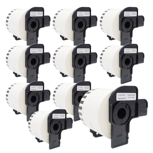 Veson - Lot de 10 rouleaux d'étiquettes blanches DK-22205 DK22205, compatibles avec les rouleaux d'étiquettes d'adresse Brother, 62 mm x 30,48 m, étiquettes d'expédition pour Brother P-Touch QL-500