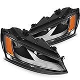 ASTOU Headlight Assembly Fit For Volkswagen For Jetta MK6 4-Door 2011-2014 2015 2016 2017 2018 Chrome Housing Amber Reflector Headlamps Left Right Pair 5C7941005 VW2502146(Bulbs Not Included)