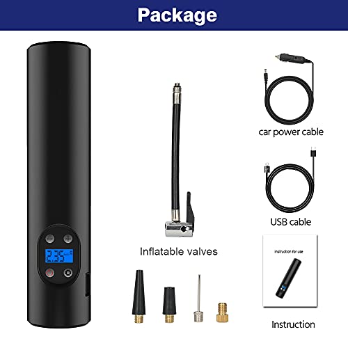 Funien Bomba de ar portátil para pneu com tela digital LED 150 PSI recarregável compressor de ar 12V