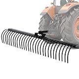 SPECRAFT 72' Behind Landscape Rake for Tractor, Tow Dethatcher Rake with 29 Steel Coil Tines and 2' Receiver, Fit for 3-Point Suspension Systems