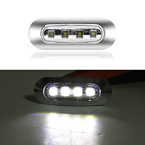 Luces laterales del marcador 4LED blanco universal con bisel cromado para camiones 6