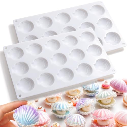Juome Shell Shaped Silicone Molds - 2 Pack Seashell Chocolate Baking Molds