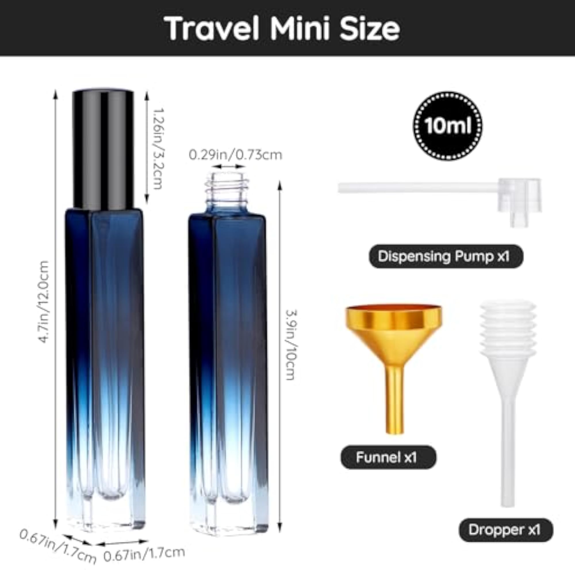 5 Pack of 10ML Empty Refillable Glass Perfume Atomizers