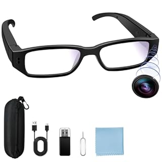 Yadayuki Telecamera Nascosta Occhiali 1080P HD, Portatile Telecamera Spia Bicchieri, Spy Cam Microcamera Supporto Registrazione Video/Fotografia