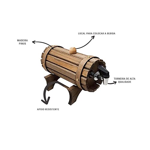 Pingometro Adega Barril Tonel em Madeira Decor de Cachaça - Vinho
