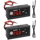 UMLIFE 2PCS 4-Wire PWM Fan Temperature Controller with Temperature Probe Digital Display ℃ Temperature Controlled Governor, Digital Display ℃ Temperature Controlled Governor for 3A Fan PC, DC 12V