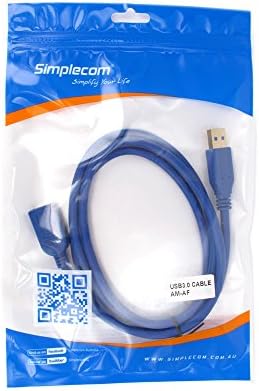 Simplecom Simplcom CA312 1.2M 4FT USB 3.0 SuperSpeed Extension Cable Insulation Protected Gold Plated Blue