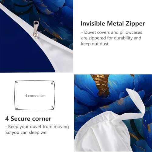 Housse de couette pivoine bleue 3 pièces pour des nuits de douceur - 8