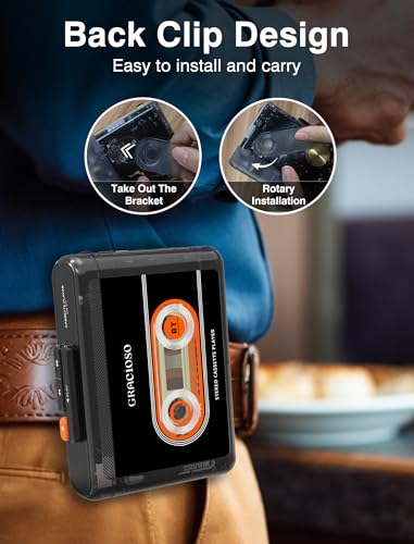 image for Gracioso Bluetooth Cassette Tape Player with 1100mAH Rechargeable Batt