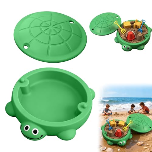 Mini bac à sable de bureau en forme de tortue avec outils, 11 x 10 cm, bac à sable portable avec couvercle, kit de soulagement du stress pour la maison, le bureau, la plage, le jardin, l'intérieur et