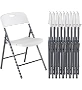 NEWBULIG Folding Chairs 10 Pack, Plastic Folding Chairs for Outside, Heavy Duty Foldable Chairs, ...