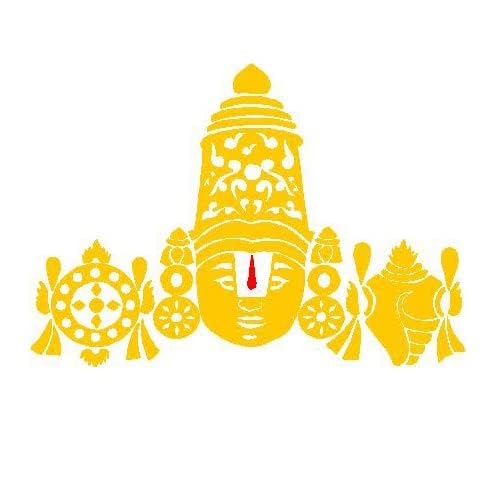 Image of Lord Tirupati Balaji Venkatachalapathy Sticker for Cars & Bikes, Reflective and Waterproof Sticker, Easy to Stick Symbolic Vinyl Sticker /Sign, Yellow (L-19 cm x H-13 cm)