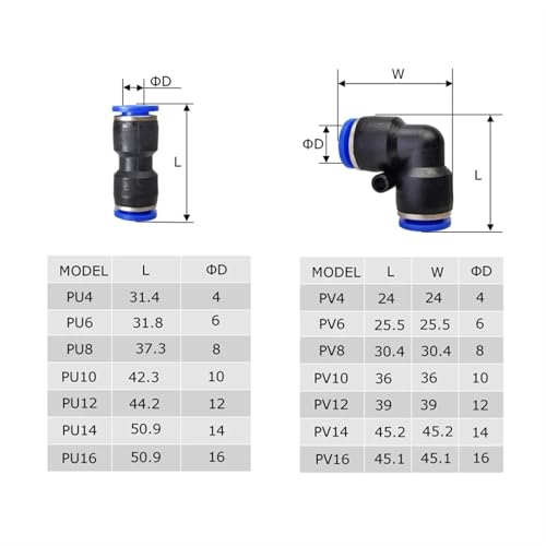 Conector neumático de alta precisión para manguera plástica de 8mm y gas 4