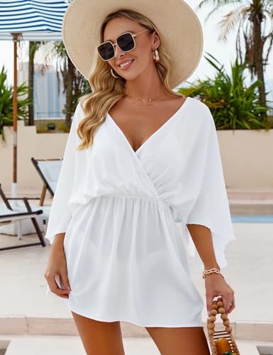 CiCiBird Women Sexy Bathing Suit Cover Up Swimsuit V Neck Coverup Dress Bikini Beach Tunic Top - Image 4