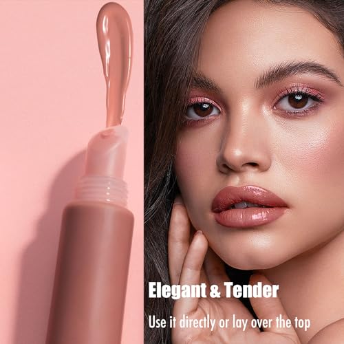 Nude Lip Gloss, Natural Lipgloss Lipsticks for Women Long Lasting, Moisturizing Lipstick Lip Tint Lip Plumper, Hydrating Lip Stain Plumping Clear Lip Gloss - Image 5