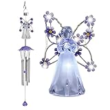 Solar Wind Chimes, Angel LED Wind Chimes Outdoor Garden Decoration, Waterproof Angel Solar Hanging Wind Chimes Lights for Garden Window Gazebo Patio, Gifts for Women (Purple)