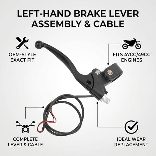 Aramox LINKER BREMSHEBEL MIT Kabel FÜR Pit MINI Dirt Bike ATV Scooter IDEALER ERSATZ UND PASST AUSGEZEICHNET FÜR E100 E125 E150 E175