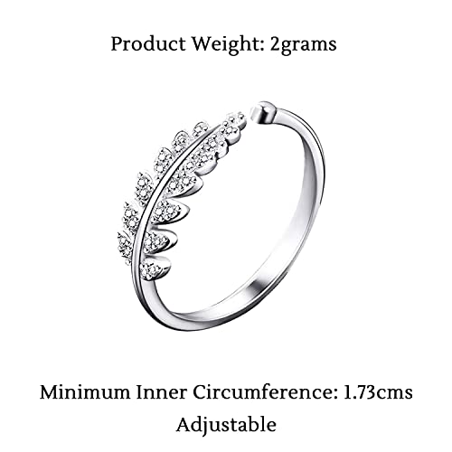 Adjustable Crystal Ring with Cubic Zircon Leaf Shape