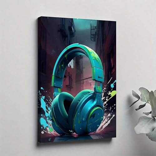 Affiche de casque en toile graffiti pour mur vide grand tableau rétro minimaliste 50x70
