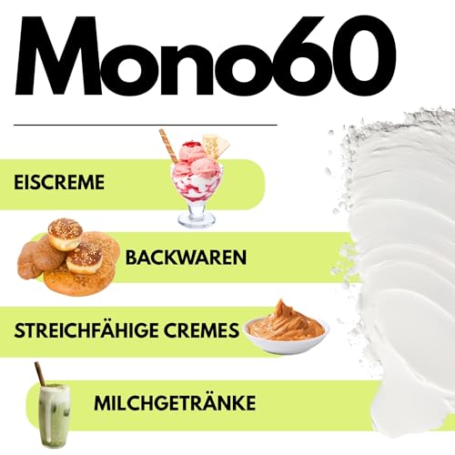 SaporePuro Mono60 – Mono-und Diglyceride von Fettsäuren 200 g – Pflanzlicher, Glutenfreier Lebensmittelemulgator für Speiseeis, Sorbets, Margarinen, Brotaufstriche und Gebäck - Emulgator
