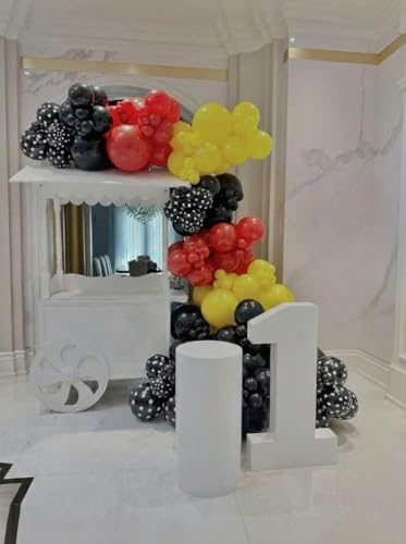 Image of 175Pcs Red Yellow Black Balloon Garland Arch Kit - Cartoon Mouse Theme Party Decorations with 18 12 10 5 Different Sizes Party Balloons for Birthday Anniversary Baby Shower Backdrop Decorations