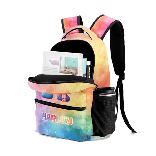 Personalized Watercolor Cute Fairy Girl Custom Backpack Waterproof Multifunctional Daypack with Name Gift H3