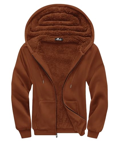 Image of SCODI Hoodies for Men Heavyweight Fleece Sweatshirt - Full Zip Up Thick Sherpa Lined Hooded Sweatshirts